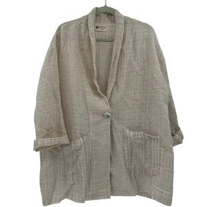 Marketplace Handwork of India 100% Linen Lagenlook Boxy Cardigan Jacket 1X
